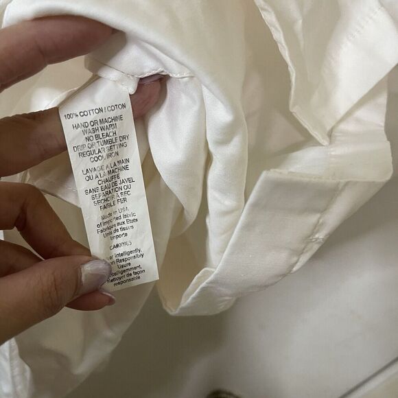 ZERO + Maria Cornejo ivory white long sleeve button down cotton dress US 4 - Picture 11 of 12